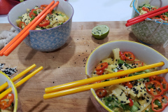 yin and yang spicy soba noodle bowl