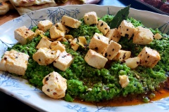 pea spread with smoky marinated feta