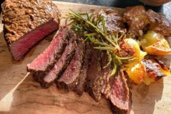 Steak with smashed potatoes