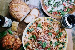 Pappardelle-with-fresh-pasta-sauce-and-parcells-of-chicken-thigh-stuffed-with-basil-and-panchetta